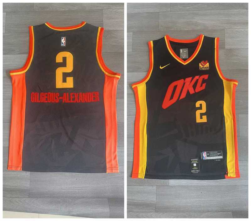 Thunder 2 Shai Gilgeous Alexander Black Nike 2023-24 City Edition Swingman Jersey->golden state warriors->NBA Jersey